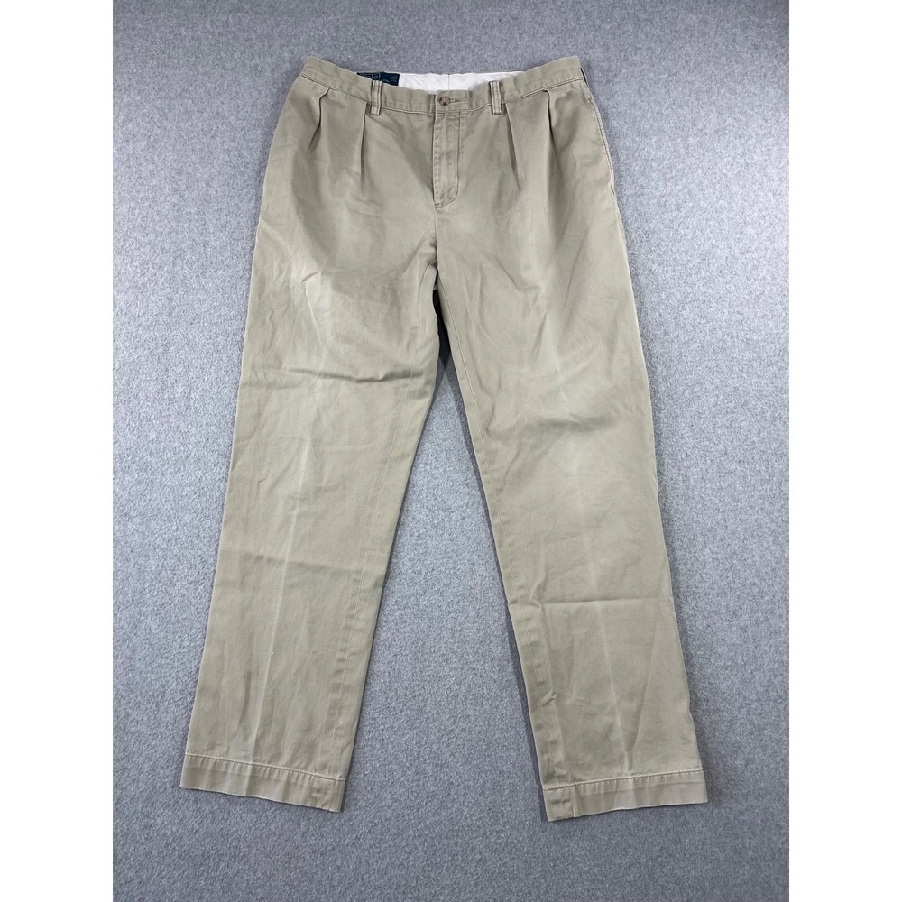Polo Ralph Lauren Ethan Chino Pants Mens 36x34 Tan Pleated Straight Leg